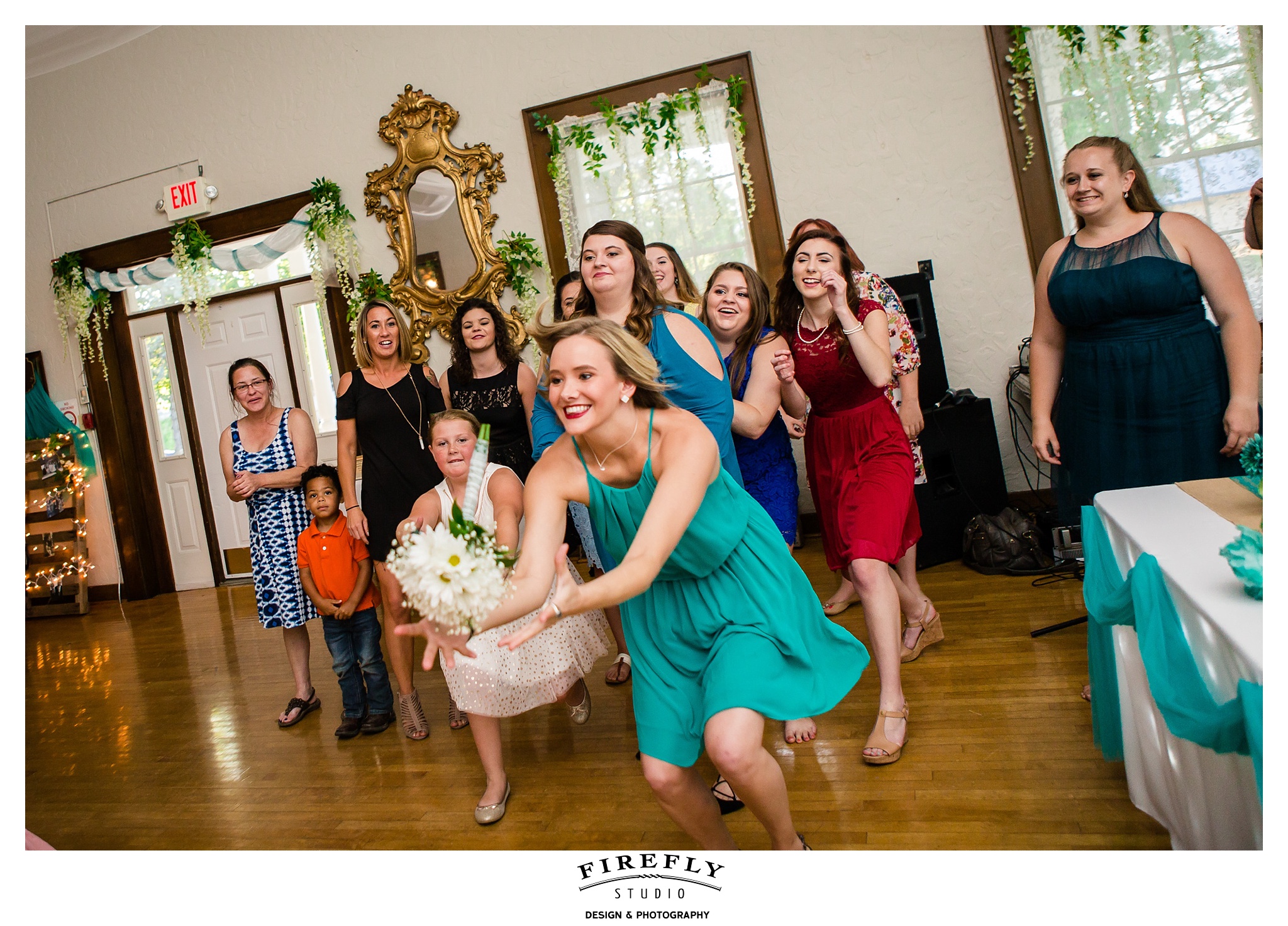 The Virginia, Rushville, IL, Wedding Reception, Bouquet Toss