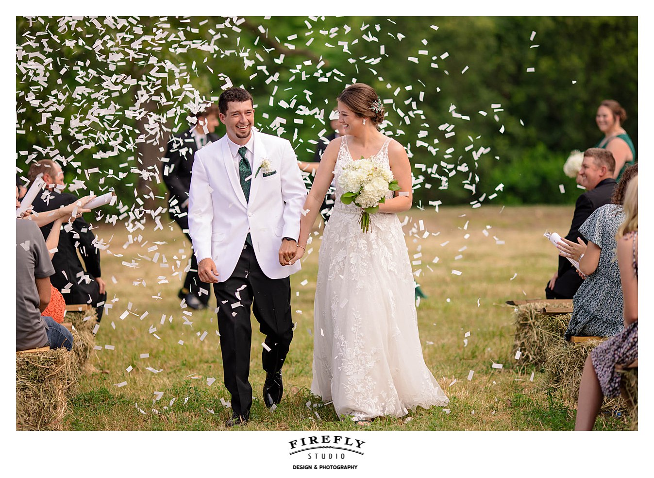 Wes & Bri's farm wedding in June in Industry Illinois at Fowler farms